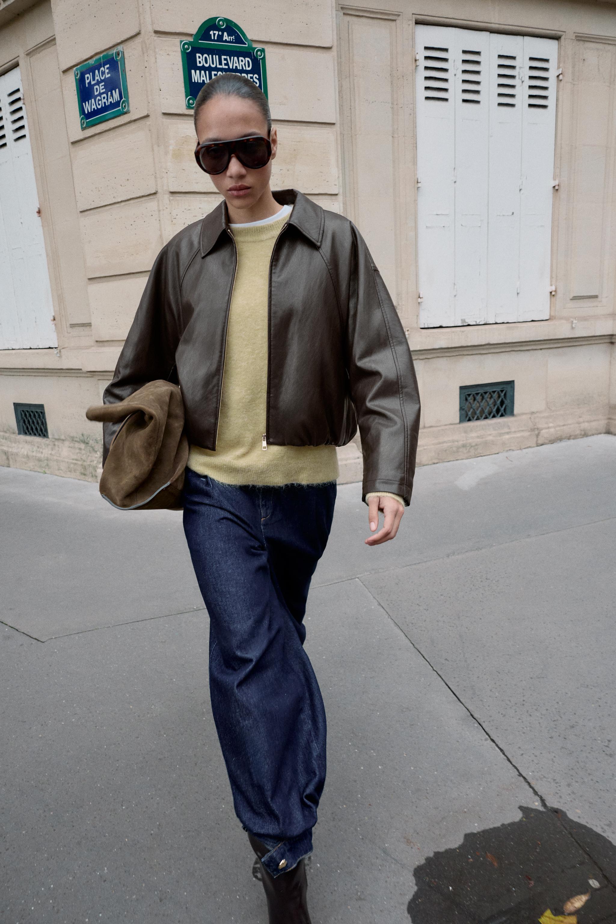 FAUX LEATHER BOMBER JACKET